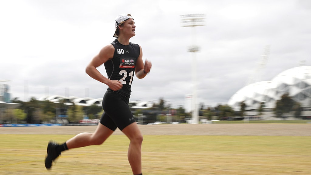 rivers041119.jpg Trent Rivers in action during the 2km time trial at the 2019 NAB AFL Draft Combine. All pictures: AFL Photos - AFL,Tag-Draft,Update,Profile,Game,Draft,Trent Rivers